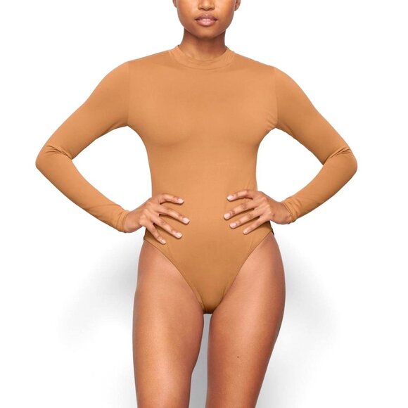 SKIMS Swim Long Sleeve One Piece Almond Large - Picture 1 of 14